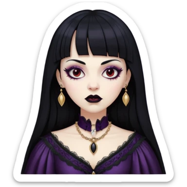 vampira gótica branca de cabelo preto e franja sticker