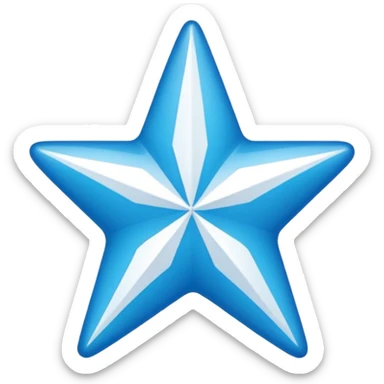 Ayúdame a crear un emoji de una estrella de 12 puntos azul con un chulo blanco en el medio sticker