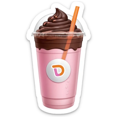 Light pink Dunkin refresher with chocolate cold foam  sticker