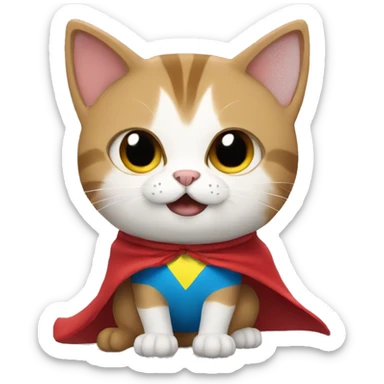 cat wearing a superhero cape sticker