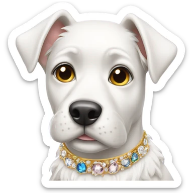 A fancy white dog with jewels  sticker