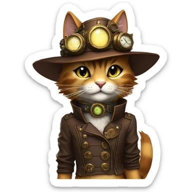 Anthro Fur-Sona feline-Fakémon with a steampunk-cap Full Body sticker