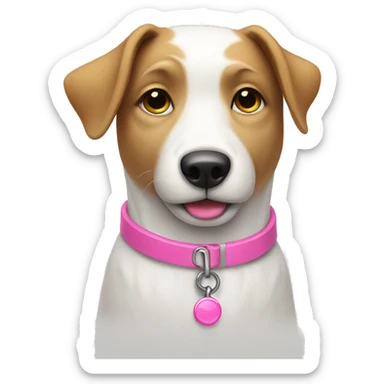 White dog with pink collar  sticker