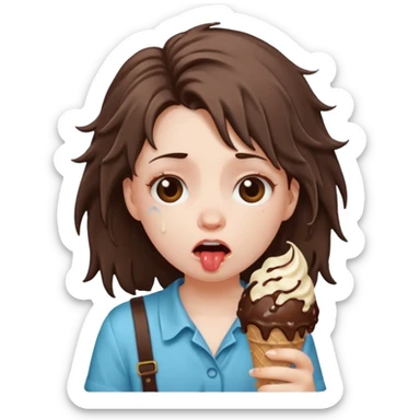 a crying girl with ice cream after heartbreak sticker