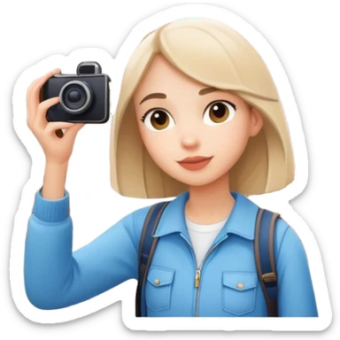 young modern girl tourist in a big church take a picture sticker