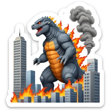 godzilla destroying a city sticker