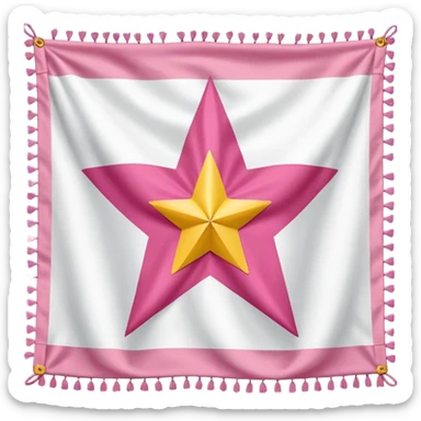 Bandera rosada con una estrella 💫 y franjas blancas sticker