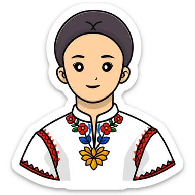 A young Ukrainian psychologist wearing a traditional embroidered vyshyvanka shirt sticker