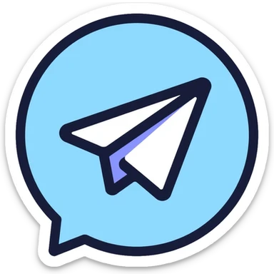 Telegram messenger icon with paper airplane sticker