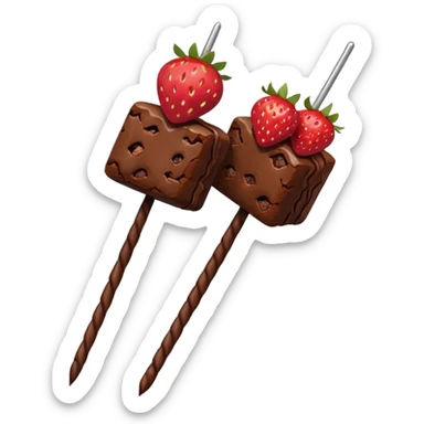 brownies and strawberries on a skewer sticker
