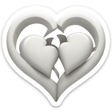Two White intertwined hearts  sticker