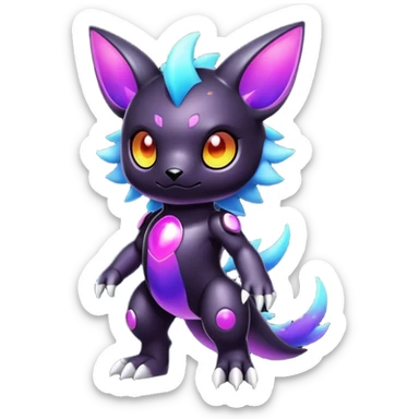 Cute cool colorful dark nebula fantasy-Digimon-animal-hybrid full body sticker