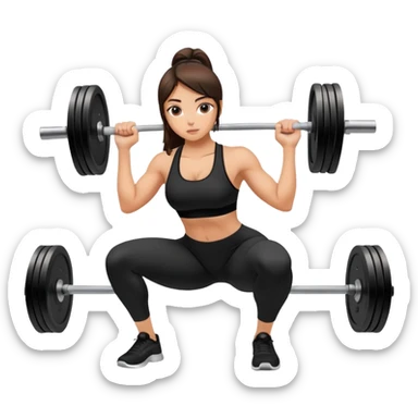 brunete girl doing squats with weight at the gym with all black outfit sticker