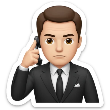 boss on a phone call, giving a thumbs down sticker