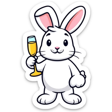 Fancy Easter bunny with champagne glass sticker