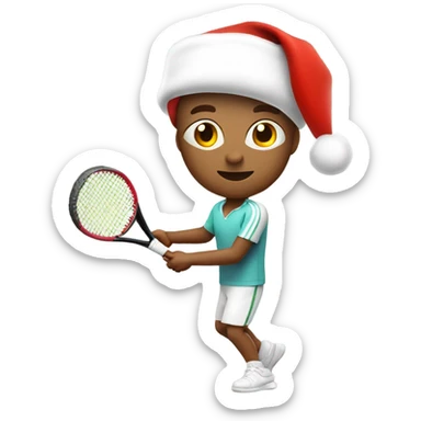 Tennis player playing tennis right handed wearing Santa hat Caucasian sticker