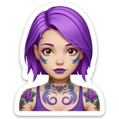 women with tatoos and hightlight that tatoos with purple hair sticker