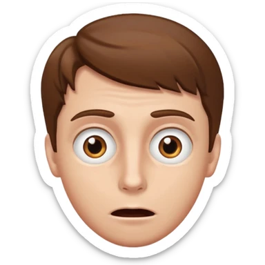 White guy hazel eyed brown hair surprised face sticker