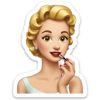 1950’s girl applying makeup  sticker
