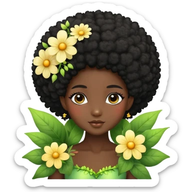 Dreamy nature fairy with Afro black hair dark skin  sticker