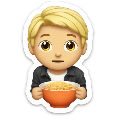 Boy eating ramen in jail  sticker