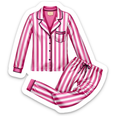 pink and white striped silk victoria’s secret pajama set sticker