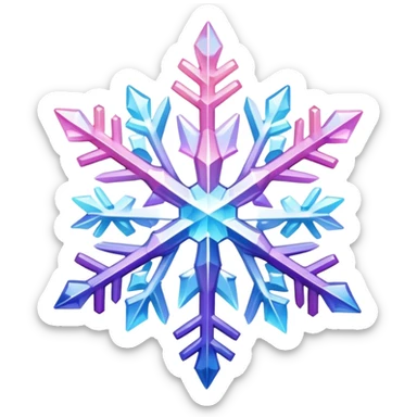 Gradient iridescent Pastel Pink violet blue white crystal snowflake  sticker