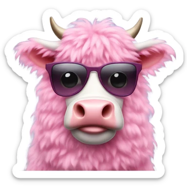 Pink fluffy cow wearing shades  sticker