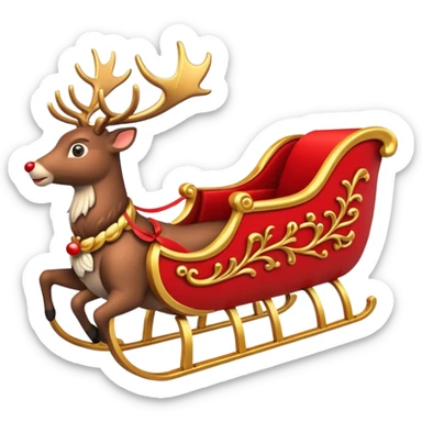 santa's sleigh with reindeer in flight sticker