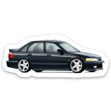 Extremely lowered 1996 Honda accord 4 door with chrome wheel and negative camber sticker