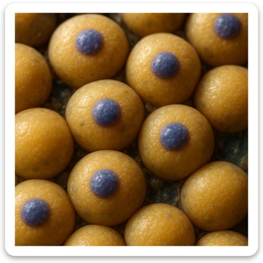 adipocytes with visible nuclei, hyper realistic 4K style, microscopic details, scientific atmosphere sticker