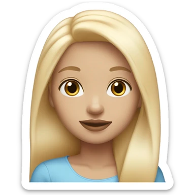 Blonde girl with light pink full lips blue eyes straight hair and light skin tone  sticker