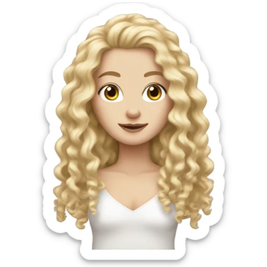 white girl with really curly very long blonde hair sticker