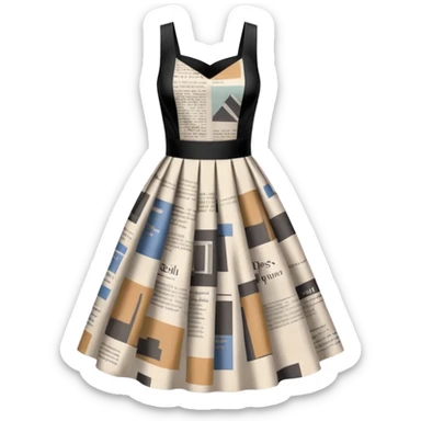 newspaper-print silk dress sticker