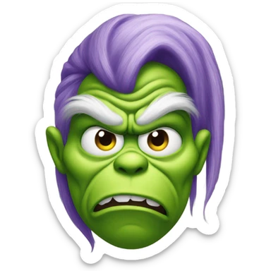 Purple grinch frowning  sticker