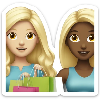 two blonde haired white girls with shopping bags sticker
