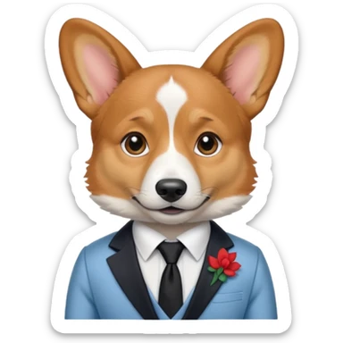 perrita caricatura gorgi gales ejecutiva con ropa celeste claro y corbata negra  sticker