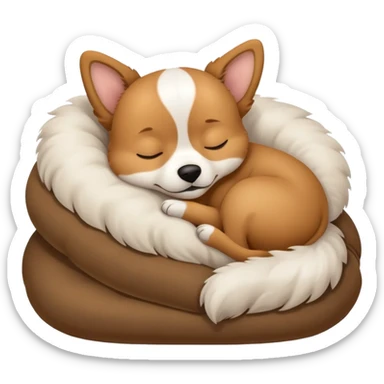 dog sleeping on brown pillow sticker