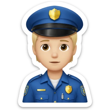 Garoto loiro fofo e cabelo comprido usando roupa de policial  sticker