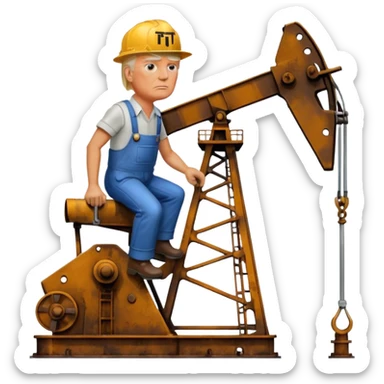 Trump riding a oil pump jack  sticker