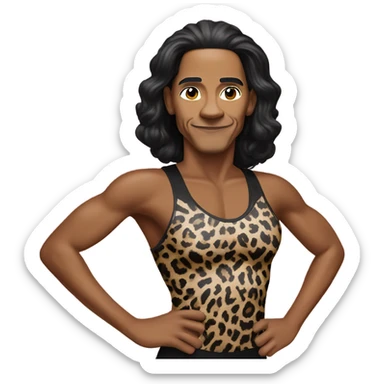 Obama Obama Obama Obama Obama but he’s dressed in a 80s spandex leopard print workout unitard Obama Obama Obama Obama Obama  sticker