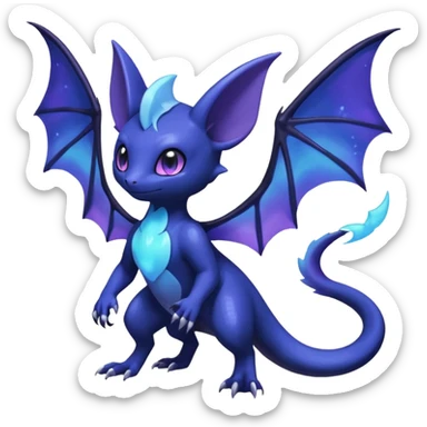 Nebulae Salandit-Meowstic-Noibat-Fakémon-hybrid-creature (full body)  sticker