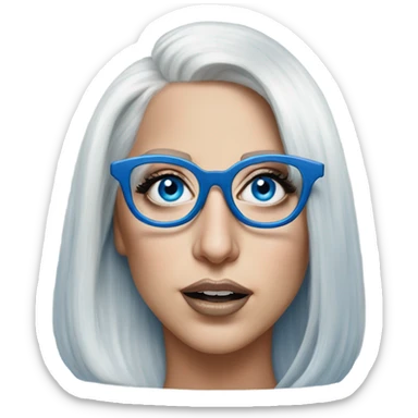 Hyper Realistic Lady Gaga blue eyes big glasses  sticker