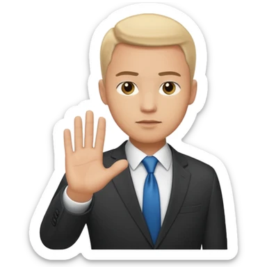 The businessman extends his hand to the side, as if he is about to give something. sticker