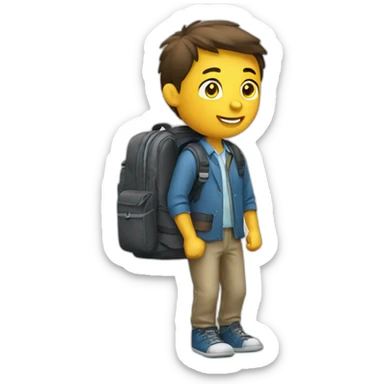 schoolboy packing a backpack sticker