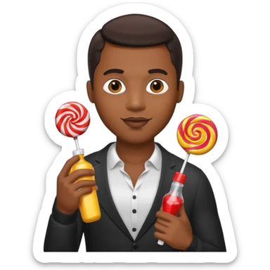 Sexy black man hold a bottle and a lollipop sticker