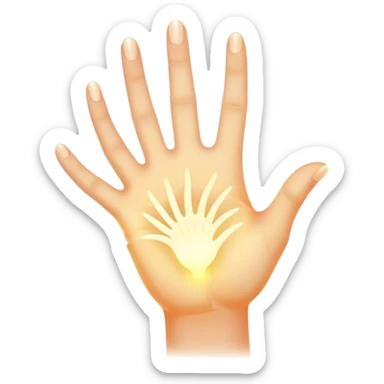 ethereal glowing hand with symbolic palm lines sticker