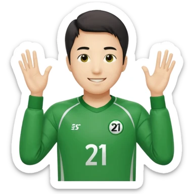 llustrate Cho Sang-woo (Player 218) in green tracksuit with the number 218 bold on the chest & sleeves. sticker