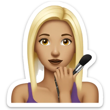 Blonde girl applying make up on her vanity sticker