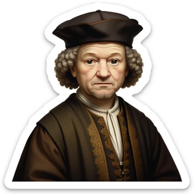 of-rembrandt,-shown-as-a-master-artist-with-deep,-introspective-eyes-and-richly-detailed-period-clothing,-rendered-with-dramatic-chiaroscuro-lighting-that-emphasizes-his-legacy sticker